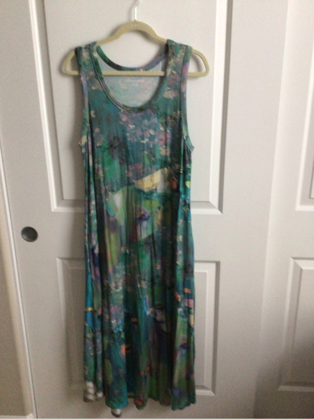 Soft Surroundings Teal & Aqua Floral-Print Sleeveless Maxi Dress
